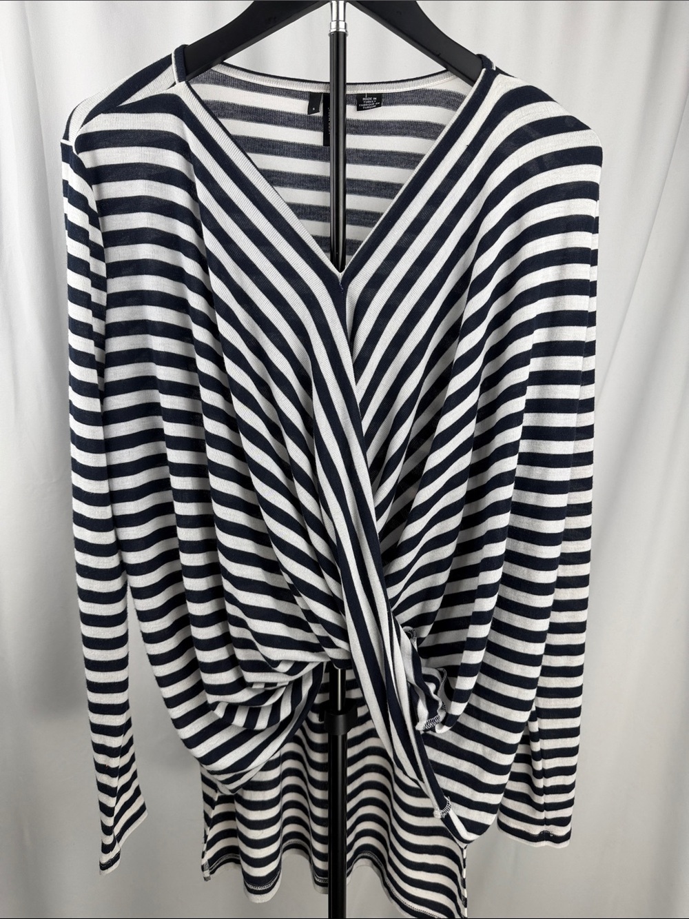 Vero Moda Rennie Navy & White Striped Wrap Top – Size Small